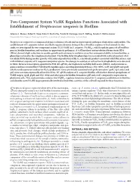 Two-Component System Vicrk Regulates Functions Associated with Establishment of Streptococcus Sanguinis in Bioﬁlms