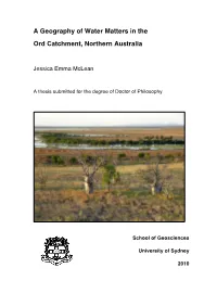 A Geography of Water Matters in the Ord Catchment, Northern Australia