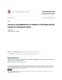 An Analysis of Fred Rogers and His Lessons for Educational Leaders