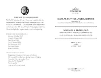 Earl W. Sutherland Lecture Earl W