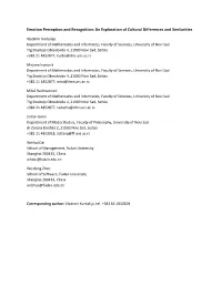Emotion Perception and Recognition: an Exploration of Cultural Differences and Similarities