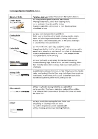 Name of Knife Function And