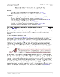 NEWS from SPONSORING ORGANIZATIONS University Of