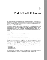 Perl DBI API Reference