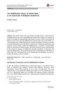The Radhasoami Theory of Subtle Body As an Expression of Religious Inclusivism