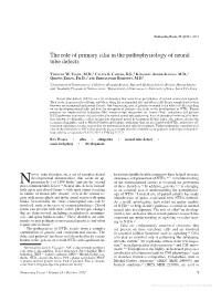 The Role of Primary Cilia in the Pathophysiology of Neural Tube Defects