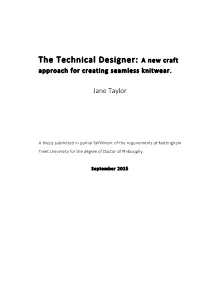 The Technical Designer: a New Craft Approach for Creating Seamless Knitwear