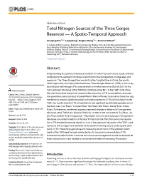 Total Nitrogen Sources of the Three Gorges Reservoir — a Spatio-Temporal Approach