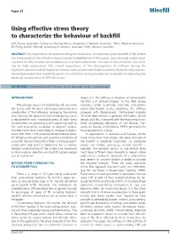 Using Effective Stress Theory to Characterize the Behaviour of Backfill