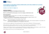 Development of Sustainable Urban Centres with Active Involvement of Vocational Education and Training (Vet)