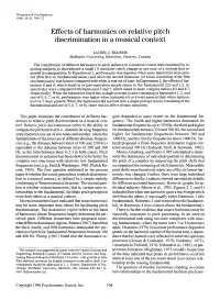 Effects of Harmonics on Relative Pitch Discrimination in a Musical Context
