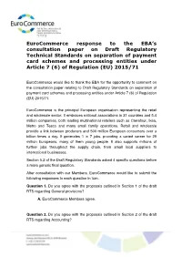 Euroc Response to Draft Paper on Regulatory Technical Standards