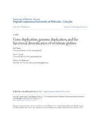 Gene Duplication, Genome Duplication, and the Functional Diversification of Vertebrate Globins Jay F