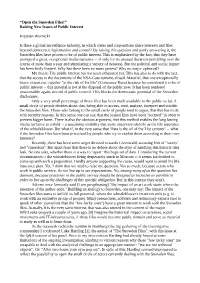 “Open the Snowden Files!” Raising New Issues of Public Interest