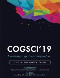 Program for the 41St Annual Meeting of the Cognitive Science Society