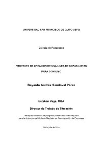 Proyecto De Creacion De Una Linea De Sopas Listas Para