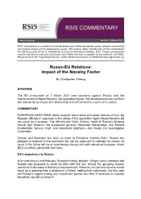 Russo-EU Relations: Impact of the Navalny Factor