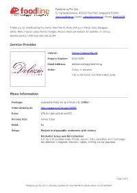 Service Provider Menu Information