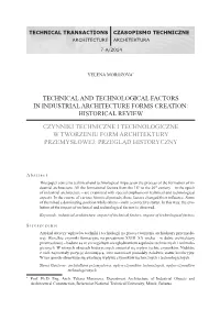 Technical and Technological Factors in Industrial Architecture Forms Creation: Historical Review