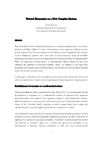 Toward Economics As a New Complex System