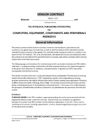 VENDOR CONTRACT General Information