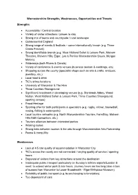 Worcestershire Strengths, Weaknesses, Opportunities and Threats