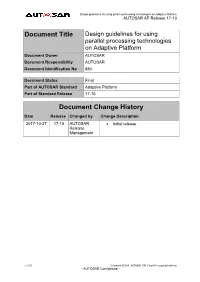 Design Guidelines for Using Parallel Processing Technologies on Adaptive Platform AUTOSAR AP Release 17-10