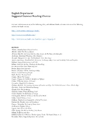 English Department Suggested Summer Reading Choices