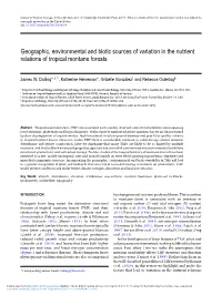 Geographic, Environmental and Biotic Sources of Variation in the Nutrient Relations of Tropical Montane Forests