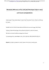 Microbiota Differences of the Comb Jelly Mnemiopsis Leidyi in Native and Invasive Sub-Populations