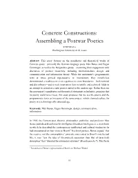 Concrete Constructions: Assembling a Postwar Poetics KURT BEALS Washington University in St