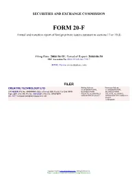 CREATIVE TECHNOLOGY LTD (Form: 20-F, Filing Date: 10/15/2004)