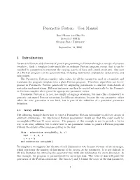 Parametric Fortran – User Manual