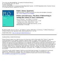 Politics and Advocacy: the Role of Networking in Selling the Library to Your Community Charles R
