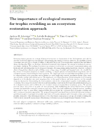 The Importance of Ecological Memory for Trophic Rewilding As an Ecosystem Restoration Approach