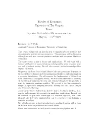 Faculty of Economics University of Tor Vergata Rome Bayesian Methods in Microeconometrics May 15 − 17Th 2019
