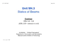 Free Body Diagram of Beam with “Cut” at Point X = L/2