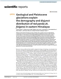 Geological and Pleistocene Glaciations Explain the Demography and Disjunct Distribution of Red Panda (A