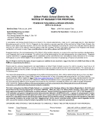 Gilbert Public School District No. 41 NOTICE of REQUEST for PROPOSAL