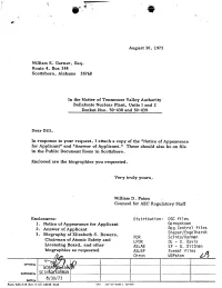 "Notice of Appearance for Applicant" and "Answer of Applicant." These Should Also Be on File in the Public Document Room in Scottsboro