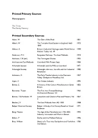 Printed Primary Sources Printed Secondary Sources