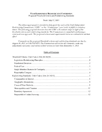 Proposed Threshold Criteria and Redistricting Standards