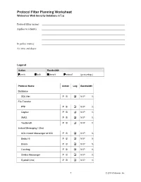 Protocol Filter Planning Worksheet, V7.X