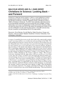 (SAM) BERRY Christians in Science: Looking Back – and Forward