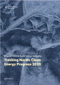 Tracking Nordic Clean Energy Progress 2020