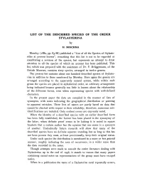 (1880, Pp. 83-88) Published a "List of All the Species O