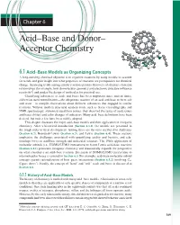 Acid–Base and Donor– Acceptor Chemistry