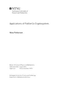 Applications of Paillier S Cryptosystem