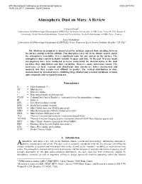 Atmospheric Dust on Mars: a Review