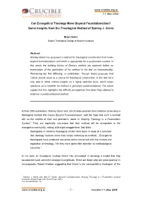 Can Evangelical Theology Move Beyond Foundationalism? Some Insights from the Theological Method of Stanley J